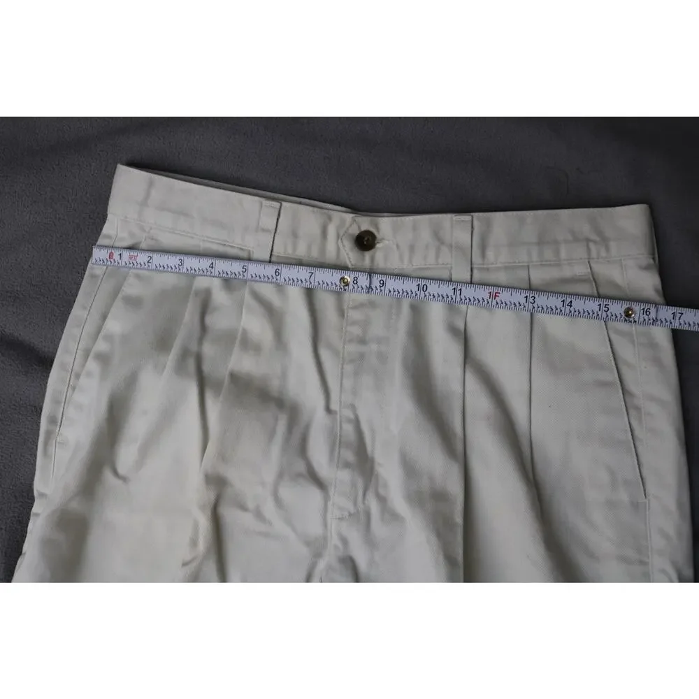 DOCKERS Pleated Khakis Men 32x30 Beige 100 Cotton Classic No Wrinkle Made In USA - Picture 4 of 15